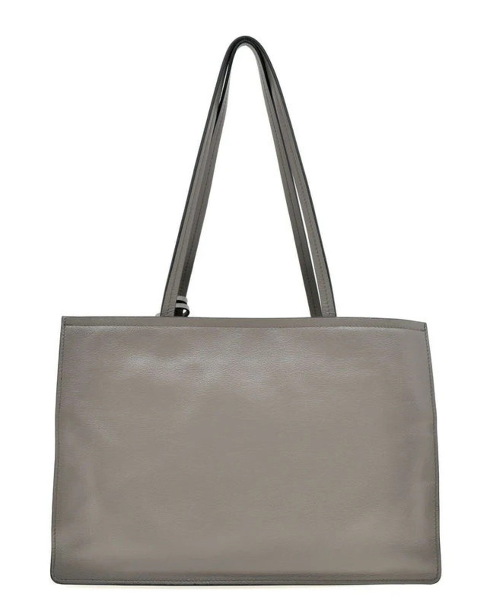 Prada Argilla Grey Glace Calf Leather Shopping Tote